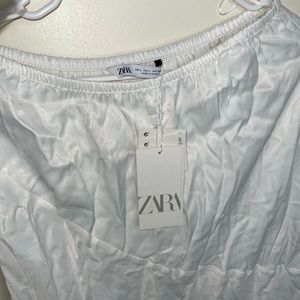 Zara white asymmetrical slip skirt, silk material size large